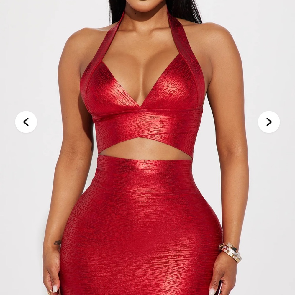 Fashion Nova Red Halter Bodycon Dress